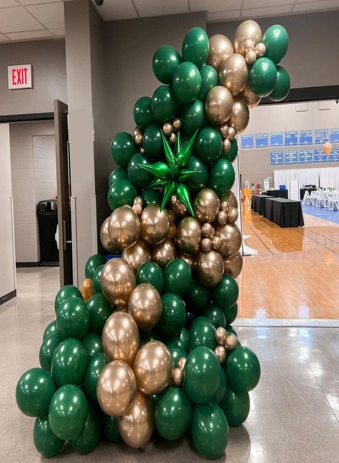 YMSZ Green and Gold Balloons, 67pcs 12 Inch Metallic Gold and Dark Green Balloons for Birthday, Graduation, St. Patrick's Day, Baby Shower, Jungle Party Decorations - Image 5