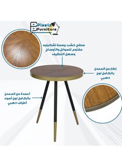 Pixels Furniture Round Side Table for Coffee with Wood Top and Metal Ends, Suitable for Living Room, Balcony, Garden, Durable Side Table - pzsku/Z7BD916C99BE900482BD2Z/45/_/1740351182/427f42d6-aa31-48bb-b4d1-ed9e37ba81f8