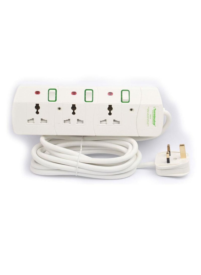 Terminator - 3 Way Universal Power Extension Socket With 13A 5M Cable - Image 1