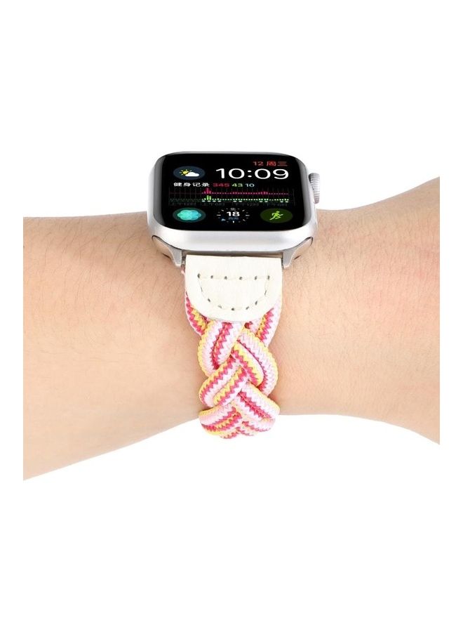 NIBEMINENT Elastic Woven Watchband For Apple Watch Series 1/2/3/4/5/6/7/SE 42-44-45mm Rose Red/Pink - Image 5