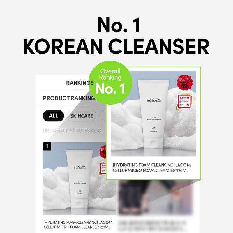 LAGOM رغوة تنظيف عميق ميكرو من لاغوم، منظف وجه مرطب مع أكواليسيا يزيل المكياج والشوائب بلطف، فقاعات دقيقة مثل كريمة مخفوقة لجميع أنواع البشرة 4.05 أونصة سائلة - Image 4