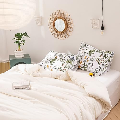 ECOCOTT 100% Cotton Pillowcases King Size, Botanical Floral Leaves Print Pattern Pillow Cover 2 Pack, Super Soft Envelope Closure Standard Pillow Case Set (King, 20"x36") - Image 5