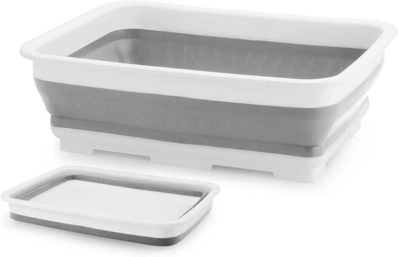 Beldray LA030191GRY Washing Up Bowl, Collapsible and Foldable For Compact Storage, Kitchen Sink Water Caddy, Plastic Wash Tub For Dishes, Space Saving Design For Camping, Caravans, Motorhomes, Grey - Image 1
