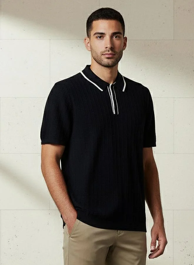 Splash FAV Men Short Sleeve Textured Polo T-shirt