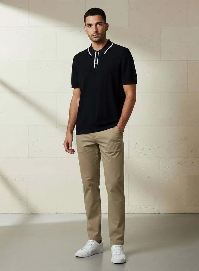 Splash FAV Men Short Sleeve Textured Polo T-shirt