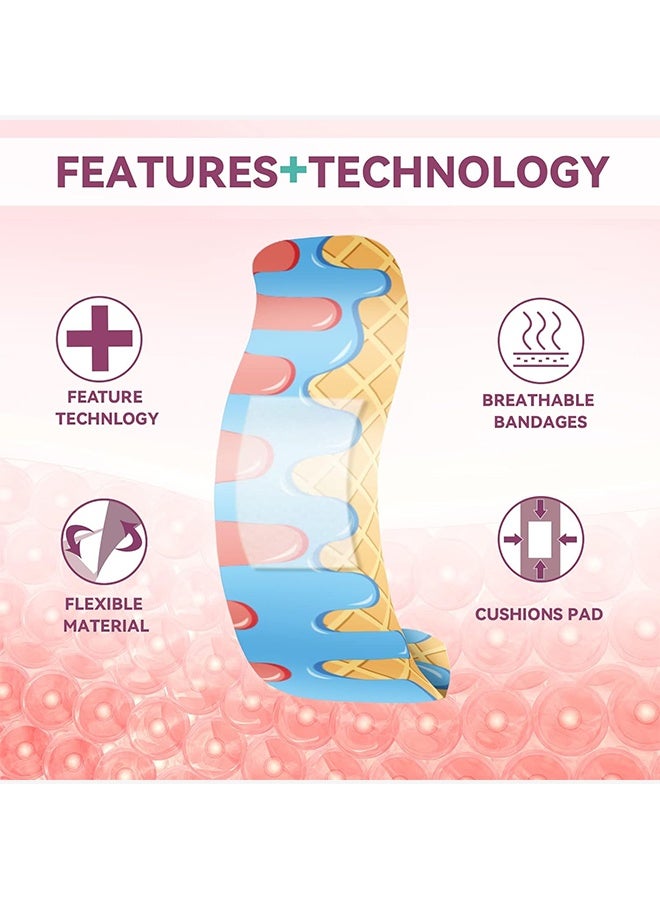 wiieey 50 Pcs Cartoon Pattern Bandage - PE Material Hemostatic Waterproof Adhesive Bandage Combo Pack - 10 Different Color Patterns Children's Bandage - Home First Aid Bandage Band-Aids - Image 3