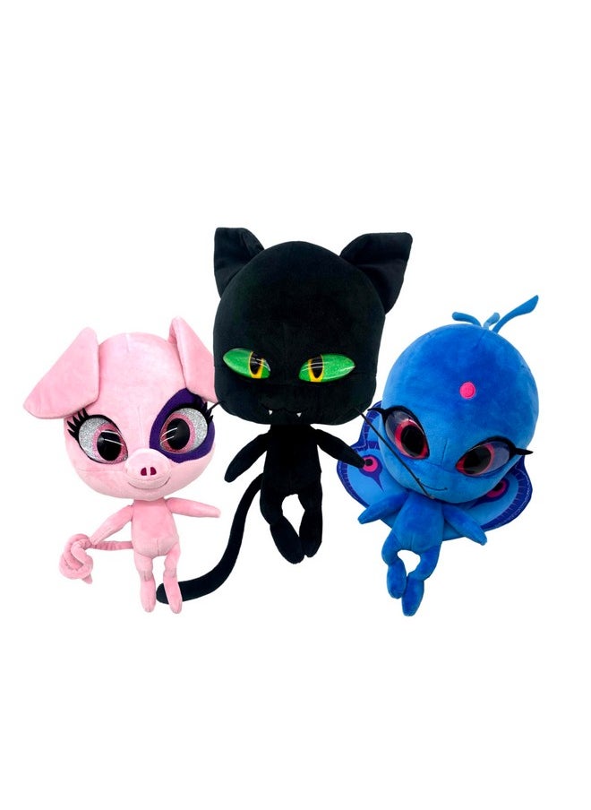 Miraculous Ladybug - 3 Pack Kwami Mon Ami, Plagg, Duusu And Daizzi, 9-Inch Plush Toys For Kids, Super Soft Stuffed Toy With Resin Eyes, High Glitter And Gloss, And Detailed Stitching Finishes (Wyncor)  - Image 1