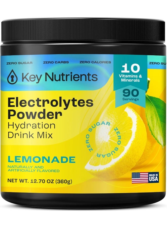 KEY NUTRIENTS Electrolyte Powder, Lemonade Hydration Supplement, 90 Servings - Image 1