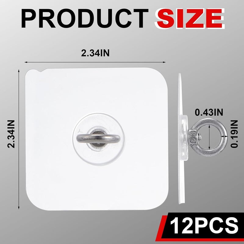 Beeveer 12 Pcs Heavy Duty Adhesive Ceiling Hooks Ceiling Wall Hooks Hangers Without Nails Practical Stainless Steel Waterproof for Indoor Outdoor Home Office Kitchen Hanging Plant - Image 2