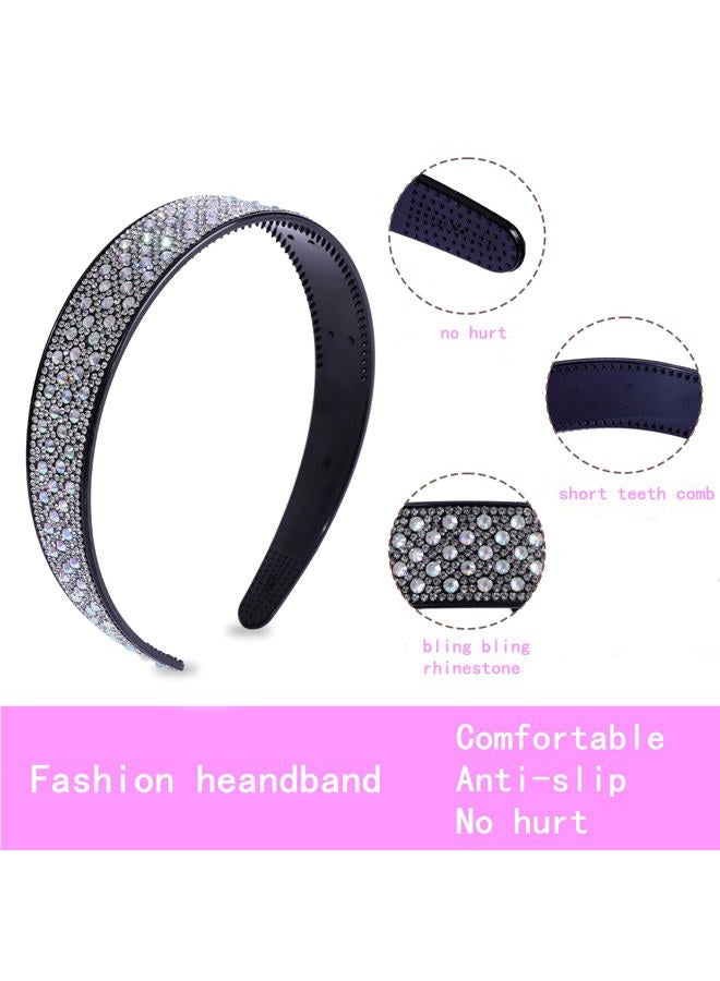 Cutewing Rhinestone Headbands for Women's hair Silver Sparkly Headband with Teeth Fashion Bling Hairbands Non Slip Hair Hoop Decorative Hair Accessories for Girls Ladies with 4PCS - Image 3