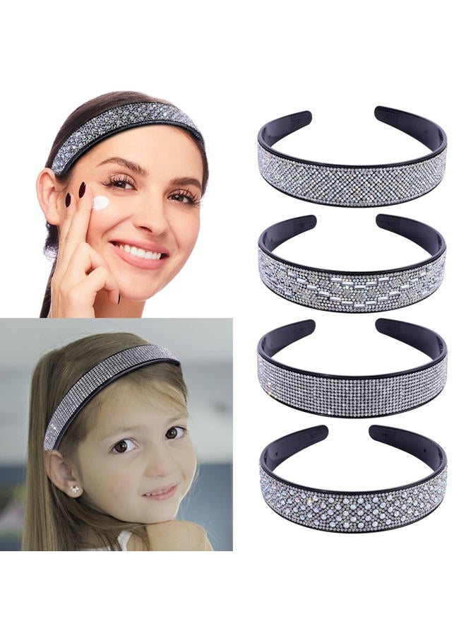 Cutewing Rhinestone Headbands for Women's hair Silver Sparkly Headband with Teeth Fashion Bling Hairbands Non Slip Hair Hoop Decorative Hair Accessories for Girls Ladies with 4PCS - Image 2