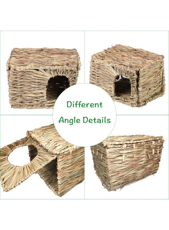 Hamiledyi Hamiledyi 2PCS Extra Large Grass House for Rabbit, Edible Bunny Hut Natural Grass Woven Foldable Pet Play Hideaway Hay Mat Chew Toys for Guinea Pig Hamster Chinchilla, Safe Cozy Sleep  - Image 3