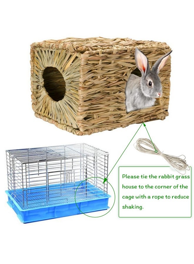 Hamiledyi Hamiledyi 2PCS Extra Large Grass House for Rabbit, Edible Bunny Hut Natural Grass Woven Foldable Pet Play Hideaway Hay Mat Chew Toys for Guinea Pig Hamster Chinchilla, Safe Cozy Sleep  - Image 4