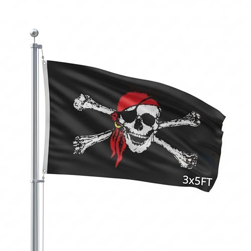 Shoe String King SSK® Pirate Outdoor Flag - Large 3' x 5', Weather-Resistant Polyester - Image 1