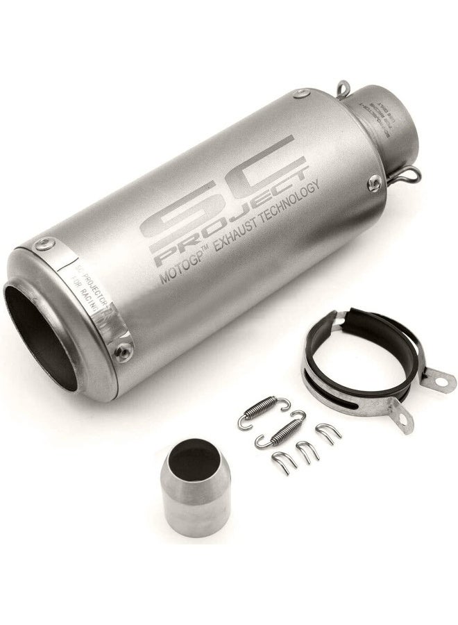 SC Universal Fit Bike Exhaust Pipe | Modified Exhaust Muffler, 48/36/32/m³ Black & Slver Color (SILVER) - Image 1