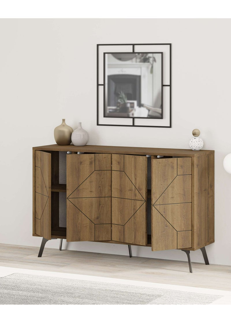 Mourah Home Dune Console  Modern Sideboard With 4 Doors  Storage Cabinet For Living Room Lounge Dining Room Kitchen Hallway  35X77.4X123 Cm Brown  - Image 2