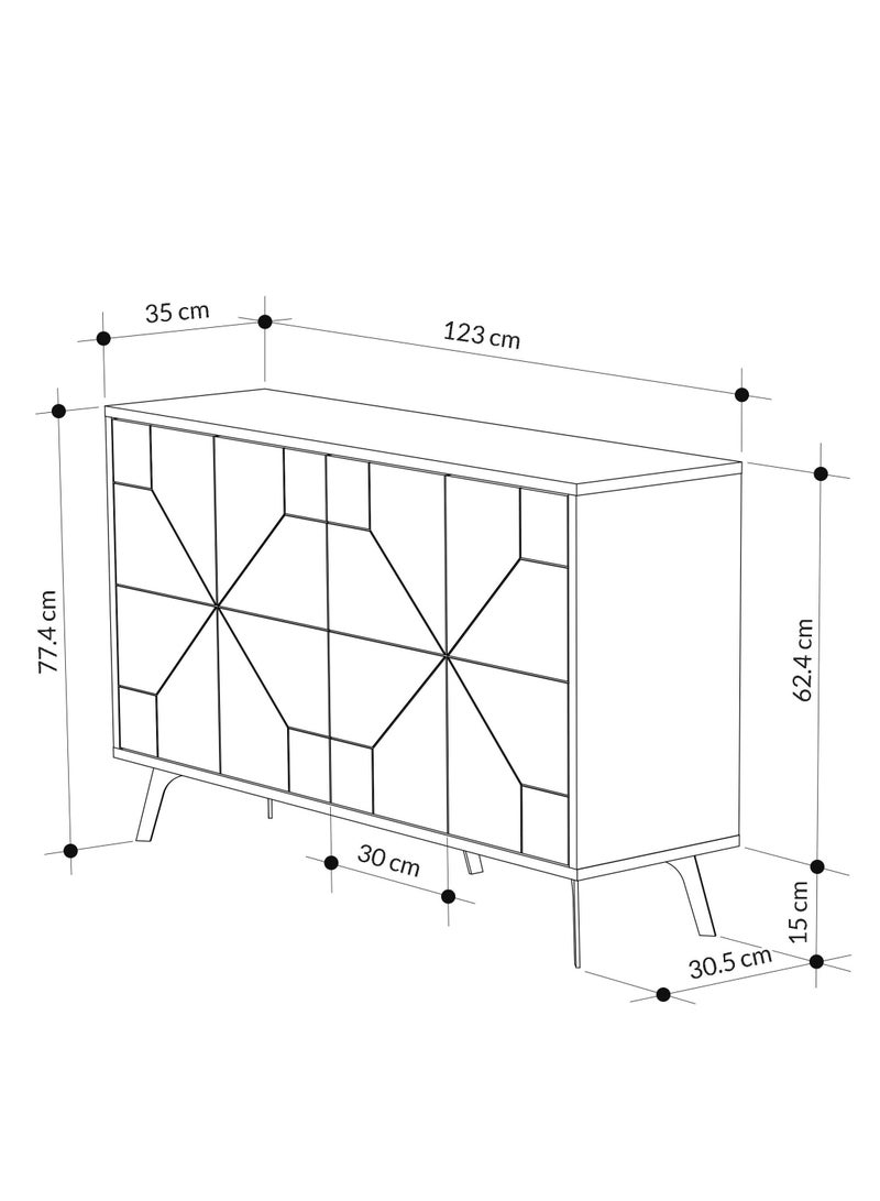 Mourah Home Dune Console  Modern Sideboard With 4 Doors  Storage Cabinet For Living Room Lounge Dining Room Kitchen Hallway  35X77.4X123 Cm Brown  - Image 4