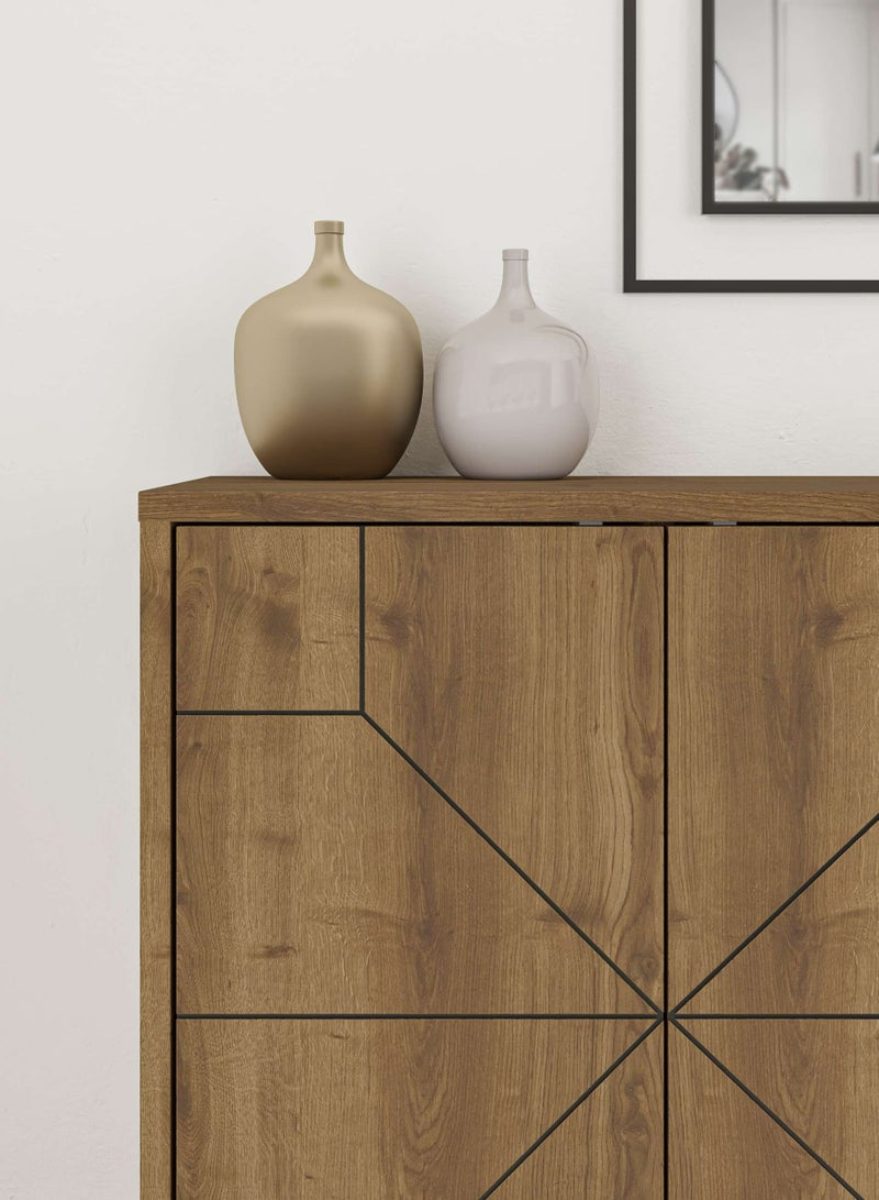 Mourah Home Dune Console  Modern Sideboard With 4 Doors  Storage Cabinet For Living Room Lounge Dining Room Kitchen Hallway  35X77.4X123 Cm Brown  - Image 3