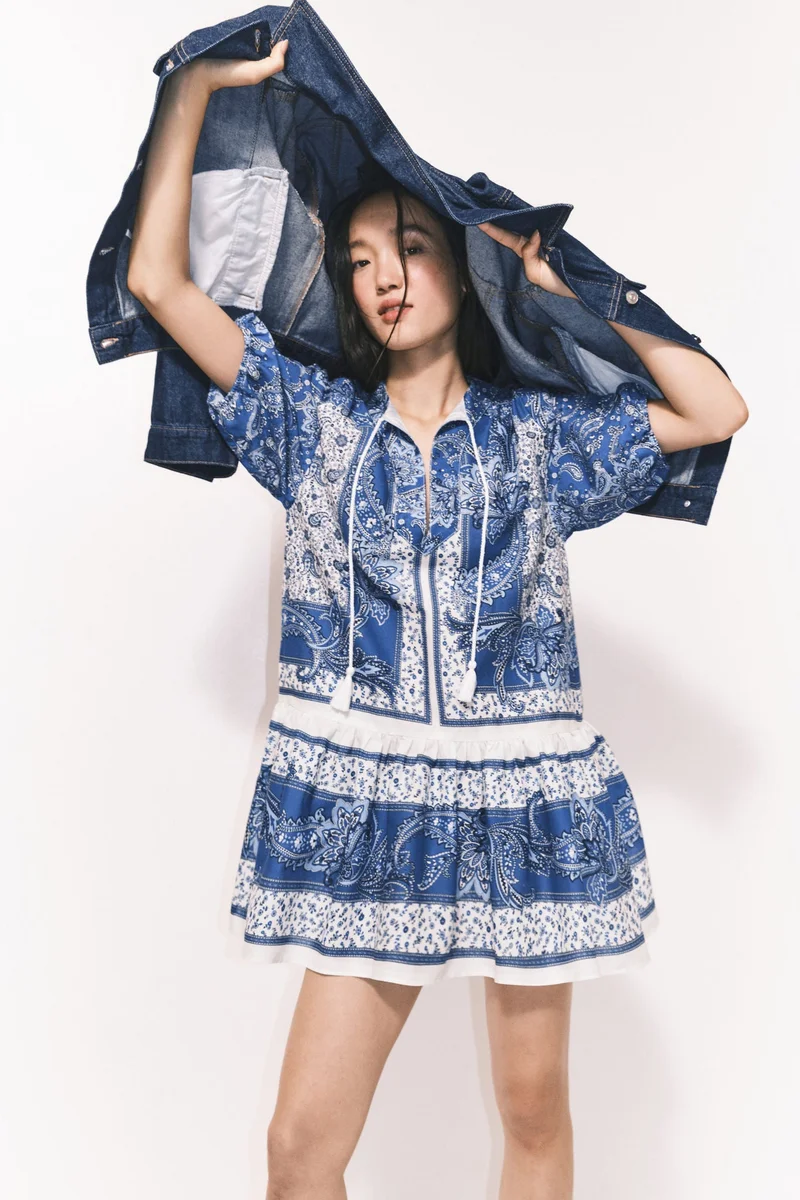 H&M Flared-hem denim dress