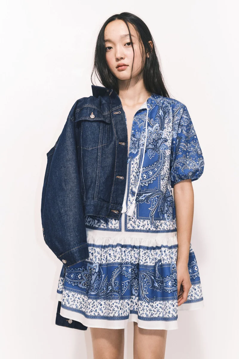 H&M Flared-hem denim dress