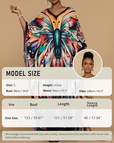 Bsubseach Kaftan Dresses for Women Floral Print Caftans Bathing Suit Cover Ups Plus Size Long Beach Coverup Dress Colorful - Image 4