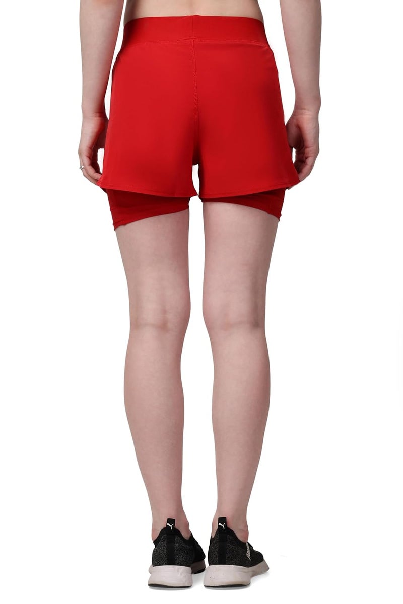 SSoShHub Store SSoShHub Women's Double Layered Sports Gym Running Shorts - High Waist, Ultrasoft, with Inner Pocket - Image 5
