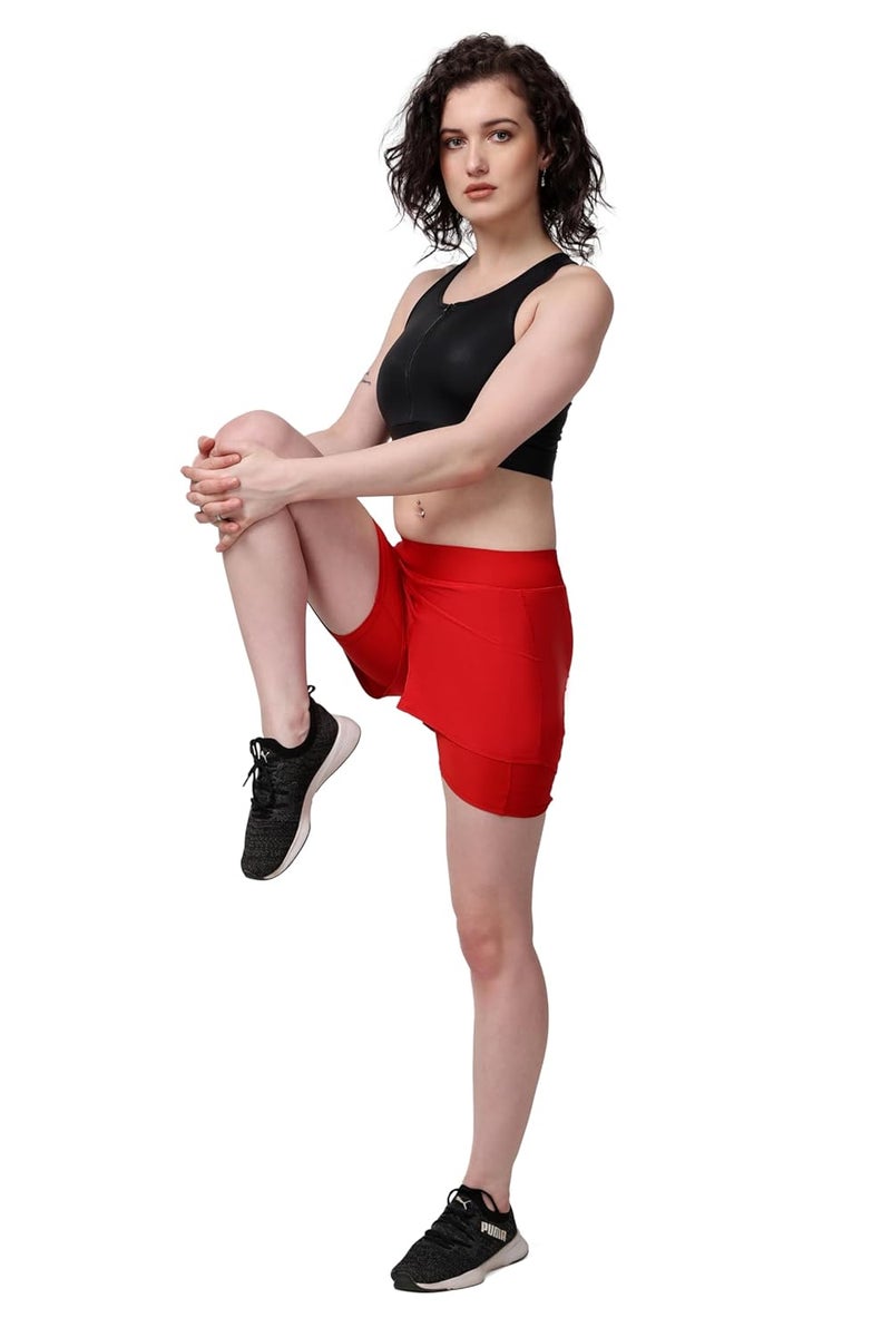 SSoShHub Store SSoShHub Women's Double Layered Sports Gym Running Shorts - High Waist, Ultrasoft, with Inner Pocket - Image 1