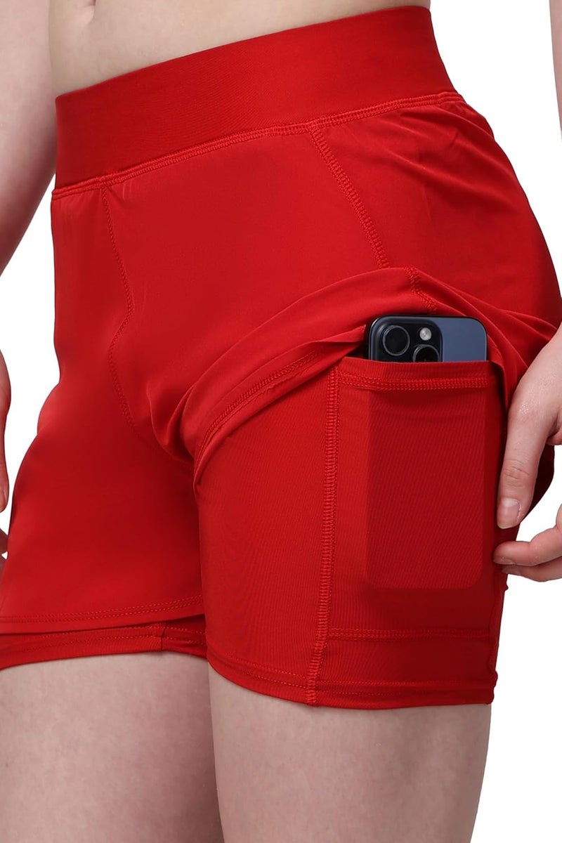 SSoShHub Store SSoShHub Women's Double Layered Sports Gym Running Shorts - High Waist, Ultrasoft, with Inner Pocket - Image 4
