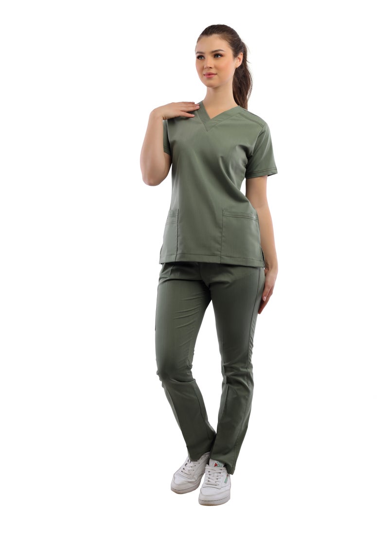 APEX Premium Scrub 1/2 Sleeve Female Olive MIX C  - Image 2