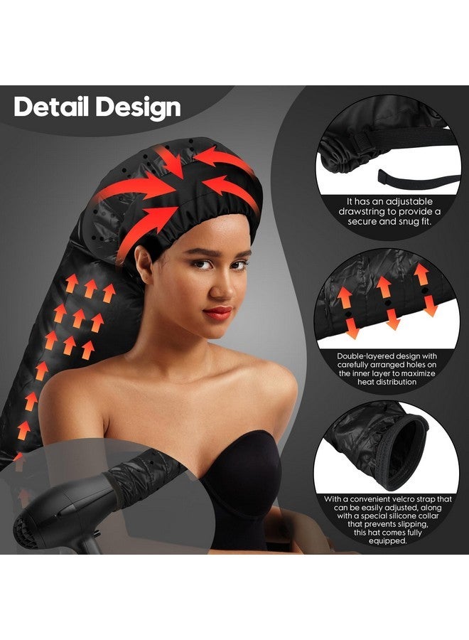 MSDADA Bonnet Hair Dryer Attachment With Adjustable Headband-Large Hooded Hair Dryer Cap For Drying Fast At Home, Easy To Use For Hair Styling, Curling Hair Care Fast Drying (Black) - Image 3