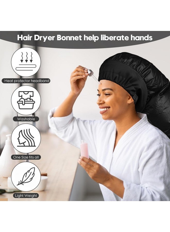 MSDADA Bonnet Hair Dryer Attachment With Adjustable Headband-Large Hooded Hair Dryer Cap For Drying Fast At Home, Easy To Use For Hair Styling, Curling Hair Care Fast Drying (Black) - Image 4