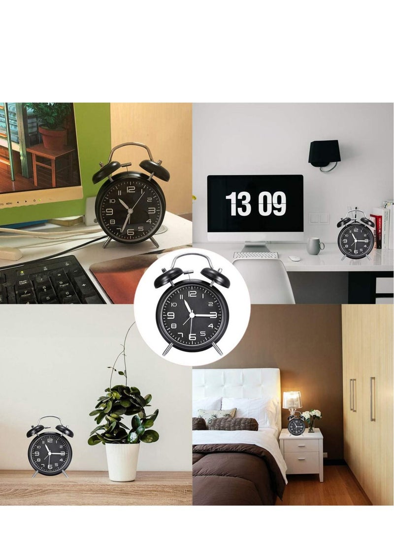 Captaintech Twin Bell Alarm Clock, Black Loud Alarm Clock 3D Digital Scale with Backlight, for Heavy Sleepers, Non Ticking and Silent 4inch Metal Bell Alarm Clock, Desk Table Clock for Home and Office - Image 5