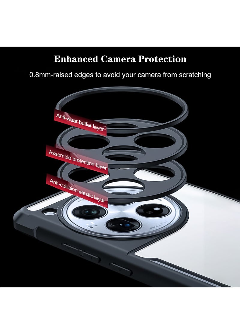 إكسوند جراب OnePlus 12R، غطاء خلفي لحماية عدسة الكاميرا، جراب هاتف محمول مقاوم للصدمات من مادة TPU، غطاء واقٍ من مادة البولي كربونات المختلطة المضادة للاصفرار (أسود شفاف) - Image 3