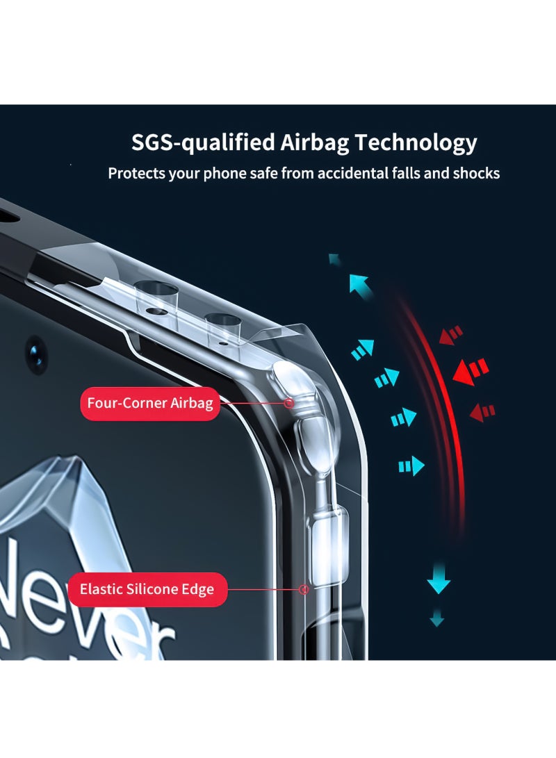 إكسوند جراب OnePlus 12R، غطاء خلفي لحماية عدسة الكاميرا، جراب هاتف محمول مقاوم للصدمات من مادة TPU، غطاء واقٍ من مادة البولي كربونات المختلطة المضادة للاصفرار (أسود شفاف) - Image 4