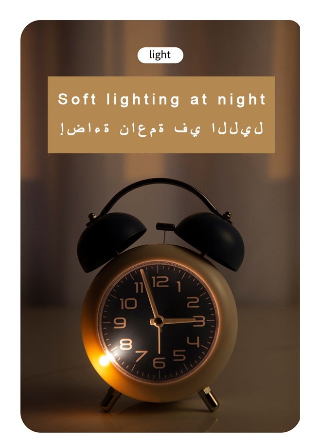 FUNCOT Silent Alarm Clock for Children Adults, Twin Bell Loud Alarm Clock for Heavy Sleepers, Backlight, Battery Operated Old Fashioned Alarm Clock for Bedrooms  - Image 2
