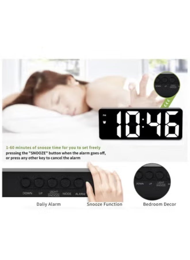 كروني ساعة منبه رقمية عصرية GH0712 بتشغيل LED ومشط عاكس للضوء، درجة إشراق قابلة للتعديل، ساعة مكتبية بشريحة USB، 5 مفاتيح وظيفية. تتميز بعرض درجة الحرارة ووظيفة المنبه، مناسبة للعمل والنوم. - Image 4