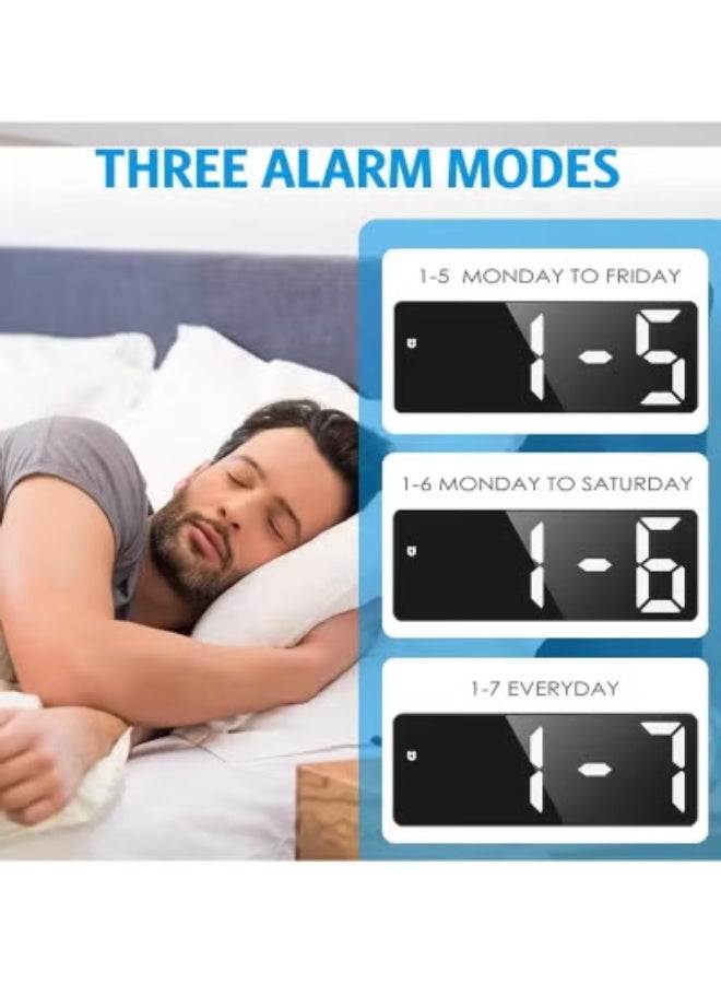 كروني ساعة منبه رقمية عصرية GH0712 بتشغيل LED ومشط عاكس للضوء، درجة إشراق قابلة للتعديل، ساعة مكتبية بشريحة USB، 5 مفاتيح وظيفية. تتميز بعرض درجة الحرارة ووظيفة المنبه، مناسبة للعمل والنوم. - Image 3