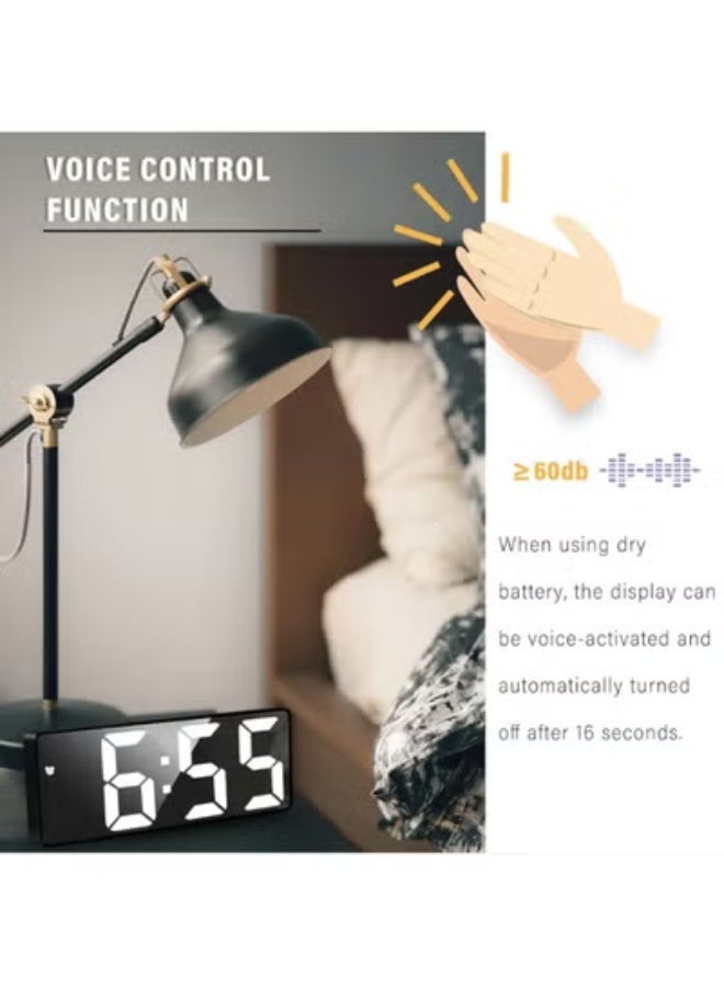 كروني ساعة منبه رقمية عصرية GH0712 بتشغيل LED ومشط عاكس للضوء، درجة إشراق قابلة للتعديل، ساعة مكتبية بشريحة USB، 5 مفاتيح وظيفية. تتميز بعرض درجة الحرارة ووظيفة المنبه، مناسبة للعمل والنوم. - Image 2