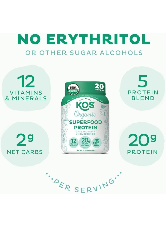 KOS Dairy Free Protein Powder - Unsweetened, Unflavored Vegan Protein Powder - Organic, Keto, Meal Replacement - 1.5 Pounds - Image 2