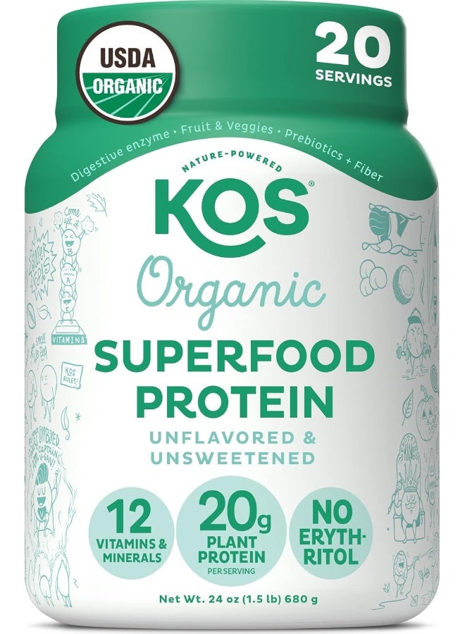 KOS Dairy Free Protein Powder - Unsweetened, Unflavored Vegan Protein Powder - Organic, Keto, Meal Replacement - 1.5 Pounds - Image 1