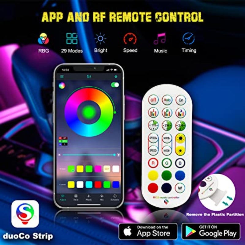 terior Car LED Strip Lights, RGB USB Car Ambient Lightg with Wireless APP and Remote Control, Car Accessories Fiber Optifc Lights Sync to Music es - Image 3
