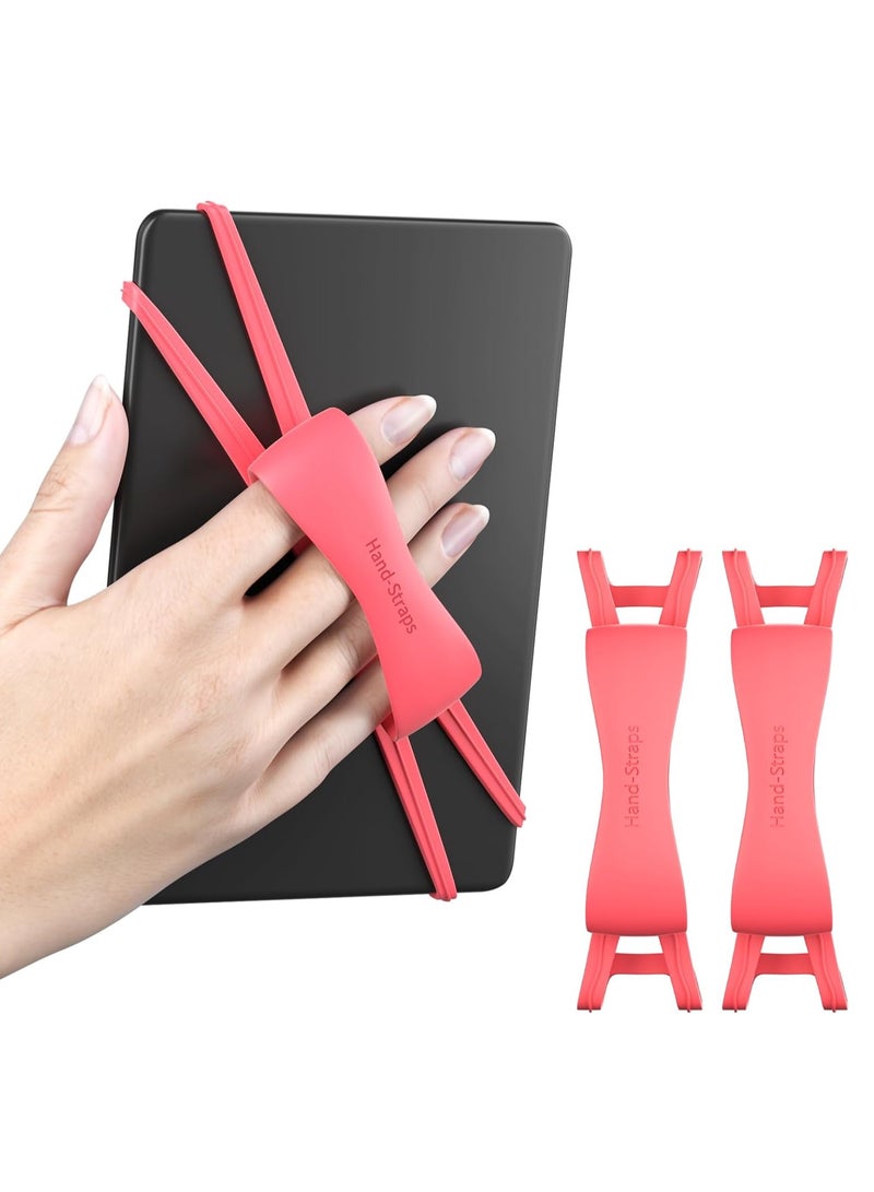 2 Pack Comfortable Hand Strap for Kindle and Tablets, Kindle Accessories for Reading in Bed, Secure and Lightweight Grip Holder for 4.7-8" Kindle Paperwhite/Kobo/Oasis/E-Book/Phone (Pink) - Image 1