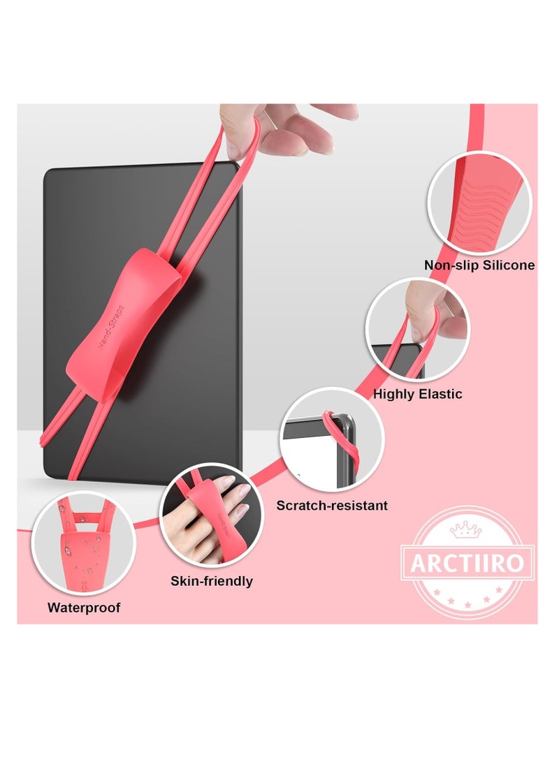2 Pack Comfortable Hand Strap for Kindle and Tablets, Kindle Accessories for Reading in Bed, Secure and Lightweight Grip Holder for 4.7-8" Kindle Paperwhite/Kobo/Oasis/E-Book/Phone (Pink) - Image 2