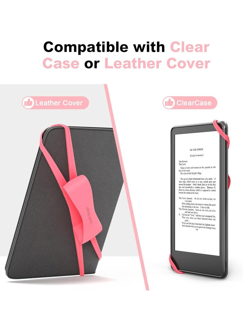 2 Pack Comfortable Hand Strap for Kindle and Tablets, Kindle Accessories for Reading in Bed, Secure and Lightweight Grip Holder for 4.7-8" Kindle Paperwhite/Kobo/Oasis/E-Book/Phone (Pink) - Image 3