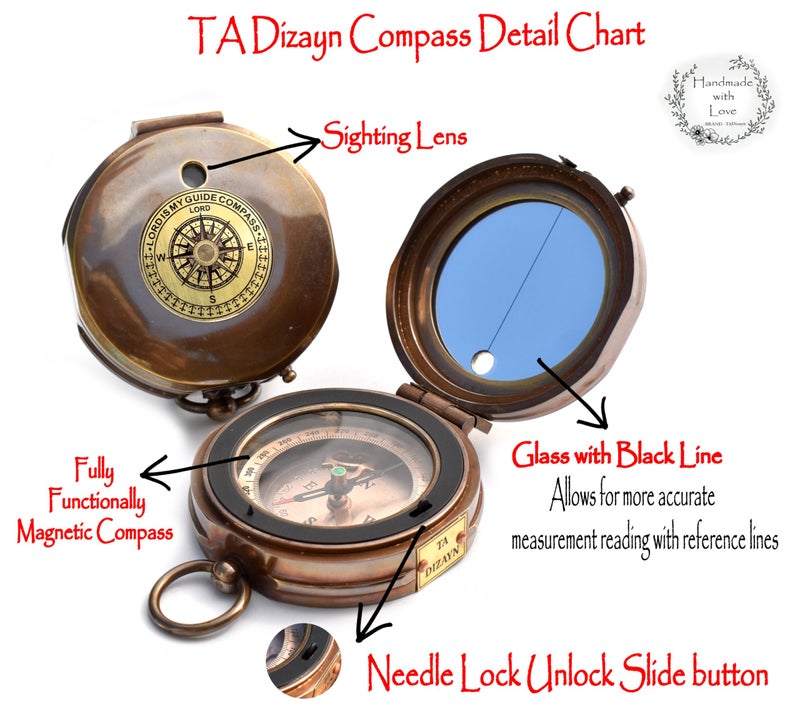 TA dizayn Trust in The Lord -Proverbs 3: 5-6 Engraved Compass Hiking Survival -Military Sighting Compass-Backpacking Navigation Compass -Boy Scout Compass for Kids-Professionals Hikers-Pastor Appreciation Gift - Image 2