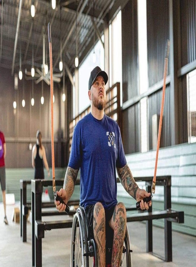 ميوت حبل قفز Mute Split Ropes® Adaptive Jump Rope، إصدار BULL، حبل مخصص للجلوس على كرسي متحرك. مثالي لتقوية قبضة اليد، وتقوية عضلات الجذع، وتحسين اللياقة القلبية. وزن كل جانب 227 غرامًا. - Image 4