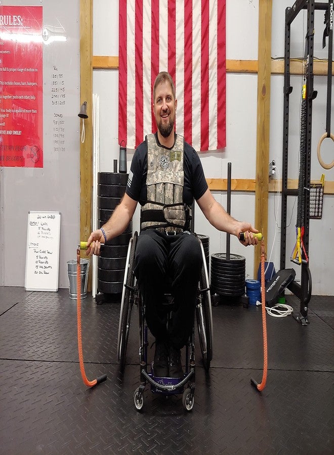 ميوت حبل قفز Mute Split Ropes® Adaptive Jump Rope، إصدار BULL، حبل مخصص للجلوس على كرسي متحرك. مثالي لتقوية قبضة اليد، وتقوية عضلات الجذع، وتحسين اللياقة القلبية. وزن كل جانب 227 غرامًا. - Image 2