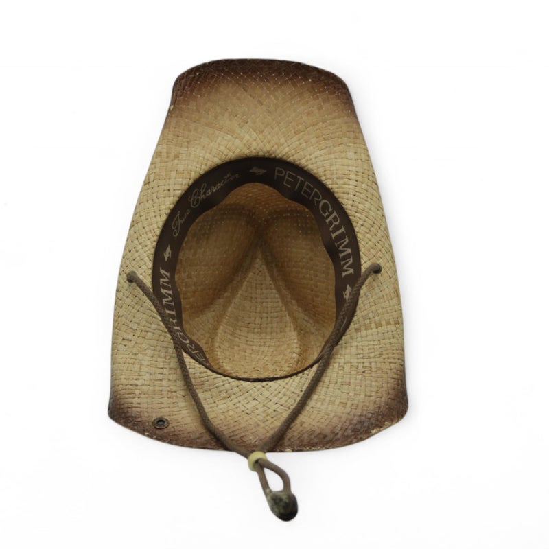 Peter Grimm Straw Round Up Cowboy Hat w/Leather Strap (Tea Stained) - Image 3