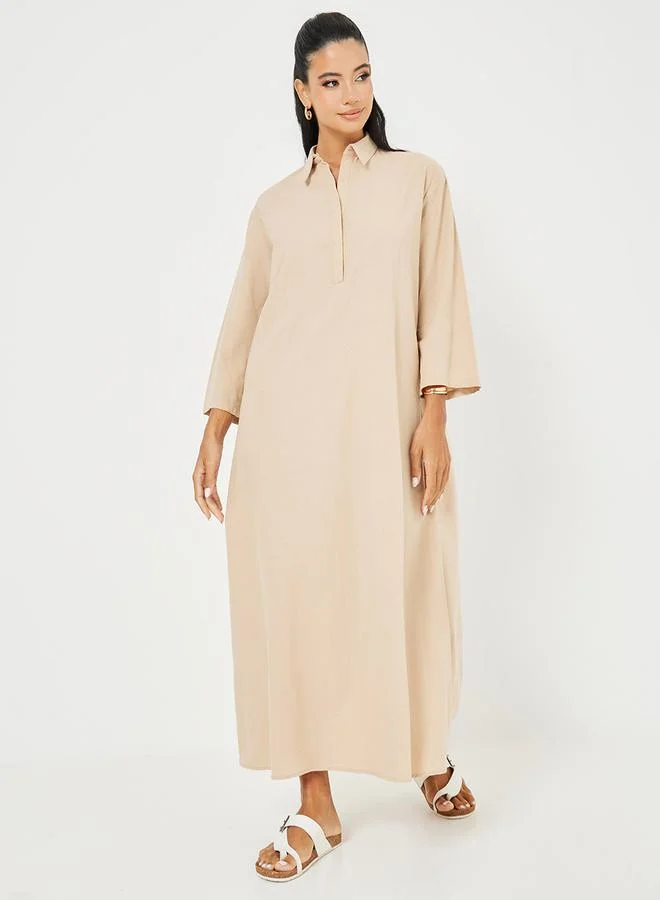 ستايلي Button Placket Collared Jalabiya