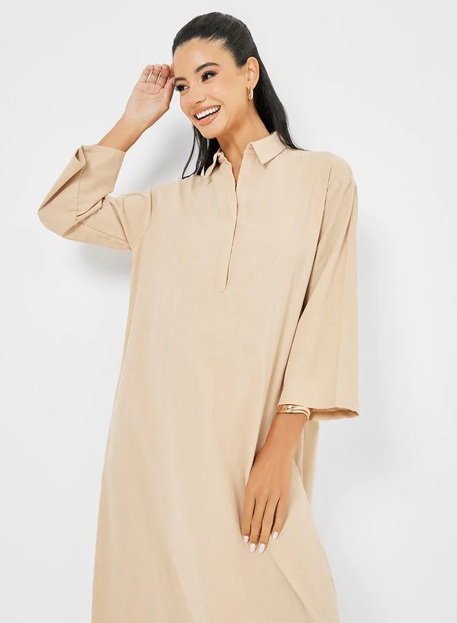 ستايلي Button Placket Collared Jalabiya